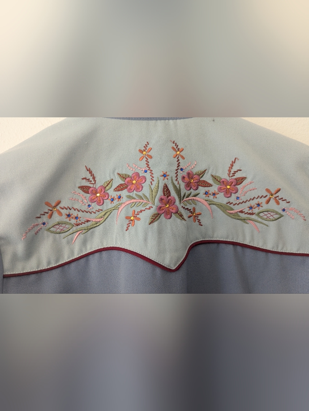 Scully Powder Blue Western Shirt with Floral Embroidery - Picture 6 of 7